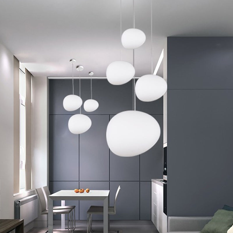 Moderne Hanglamp Eettafel met Kiezelvormige Kap van Hoogwaardig Plastic – Eetkamer Lamp 1