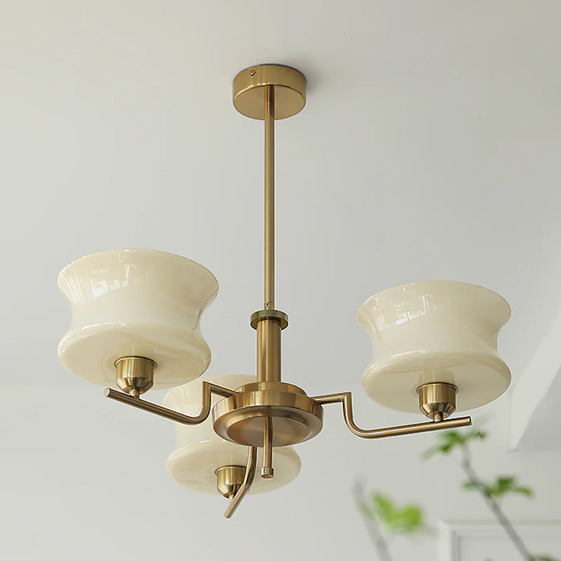Moderne Kroonluchter in Crème Metaal en Glas voor Elegante Interieurs – Verlichting voor Woonkamer en Slaapkamer 0