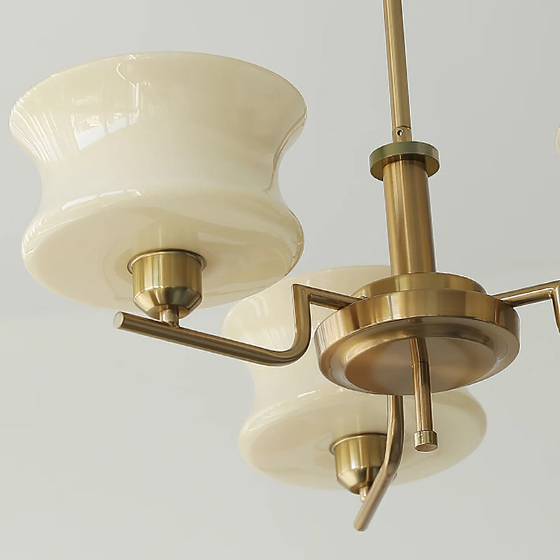 Moderne Kroonluchter in Crème Metaal en Glas voor Elegante Interieurs – Verlichting voor Woonkamer en Slaapkamer 4