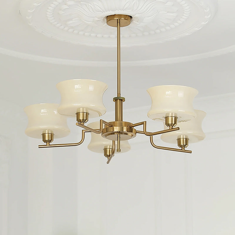 Moderne Kroonluchter in Crème Metaal en Glas voor Elegante Interieurs – Verlichting voor Woonkamer en Slaapkamer 6