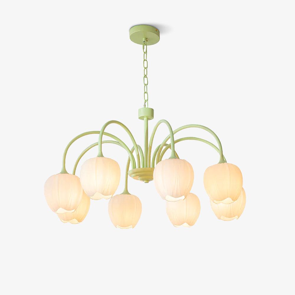 Moderne Kroonluchter met Witte Glazen Lampenkap – Stijlvol Design voor Binnenverlichting 1