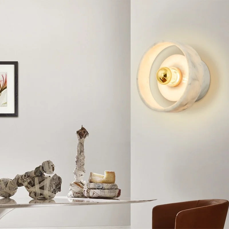 Moderne Marmeren Wandlamp Wabi-Sabi – Tijdloos Design voor Binnengebruik en Gezellige Verlichting 1