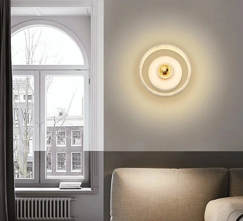 Moderne Marmeren Wandlamp Wabi-Sabi – Tijdloos Design voor Binnengebruik en Gezellige Verlichting 4