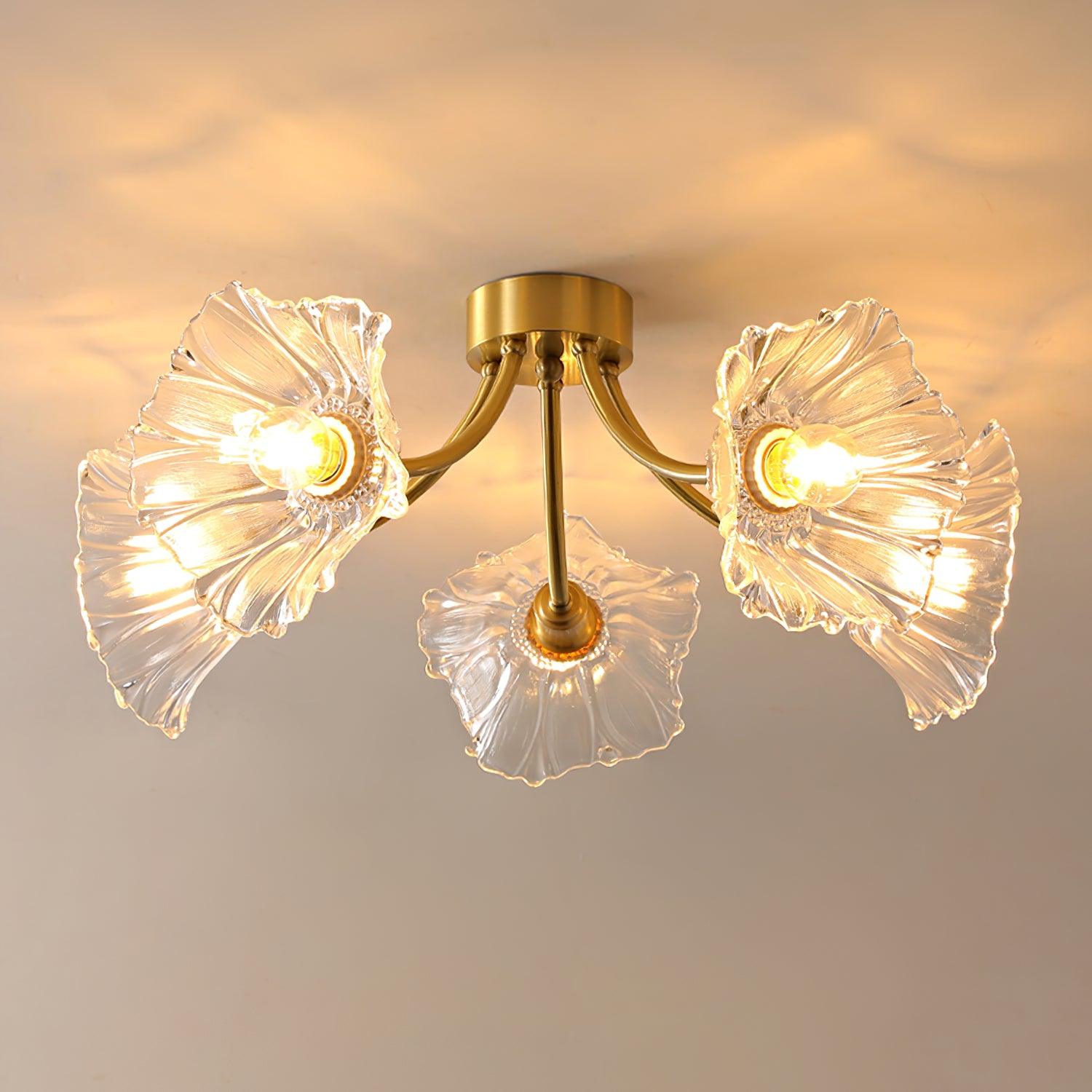 Moderne Plafondlamp met Glazen Kappen en Messing Afwerking – Zwart voor Slaapkamer en Woonkamer 10