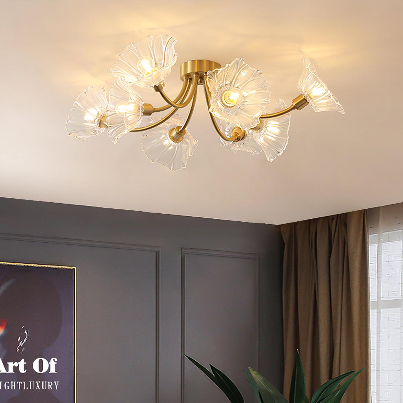 Moderne Plafondlamp met Glazen Kappen en Messing Afwerking – Zwart voor Slaapkamer en Woonkamer 2
