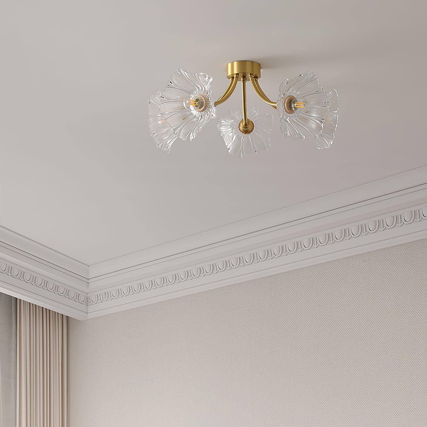 Moderne Plafondlamp met Glazen Kappen en Messing Afwerking – Zwart voor Slaapkamer en Woonkamer 5