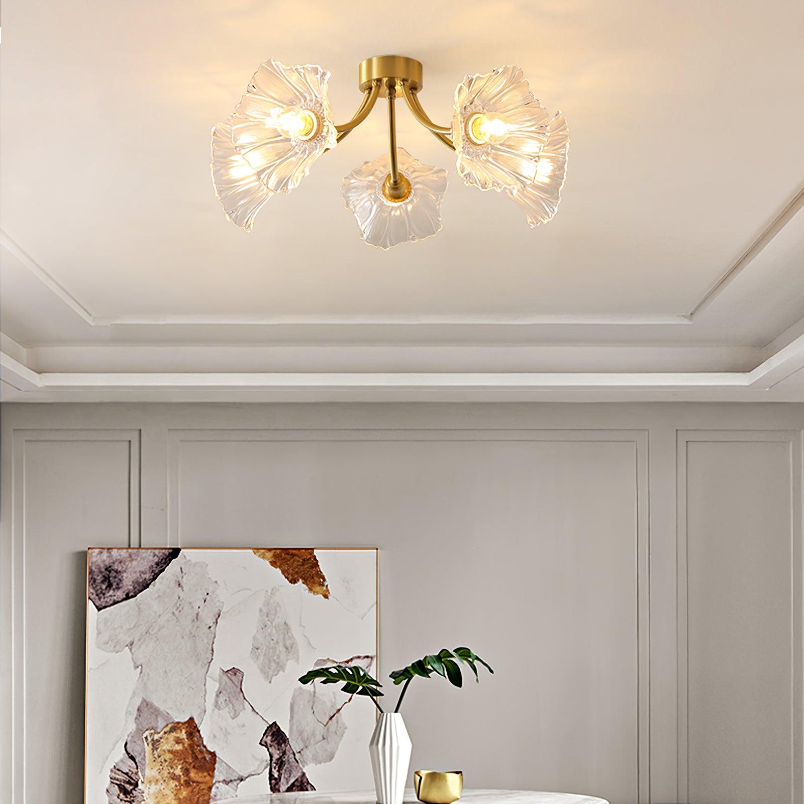 Moderne Plafondlamp met Glazen Kappen en Messing Afwerking – Zwart voor Slaapkamer en Woonkamer 6