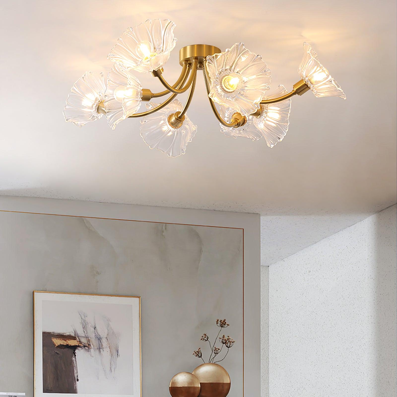 Moderne Plafondlamp met Glazen Kappen en Messing Afwerking – Zwart voor Slaapkamer en Woonkamer 7