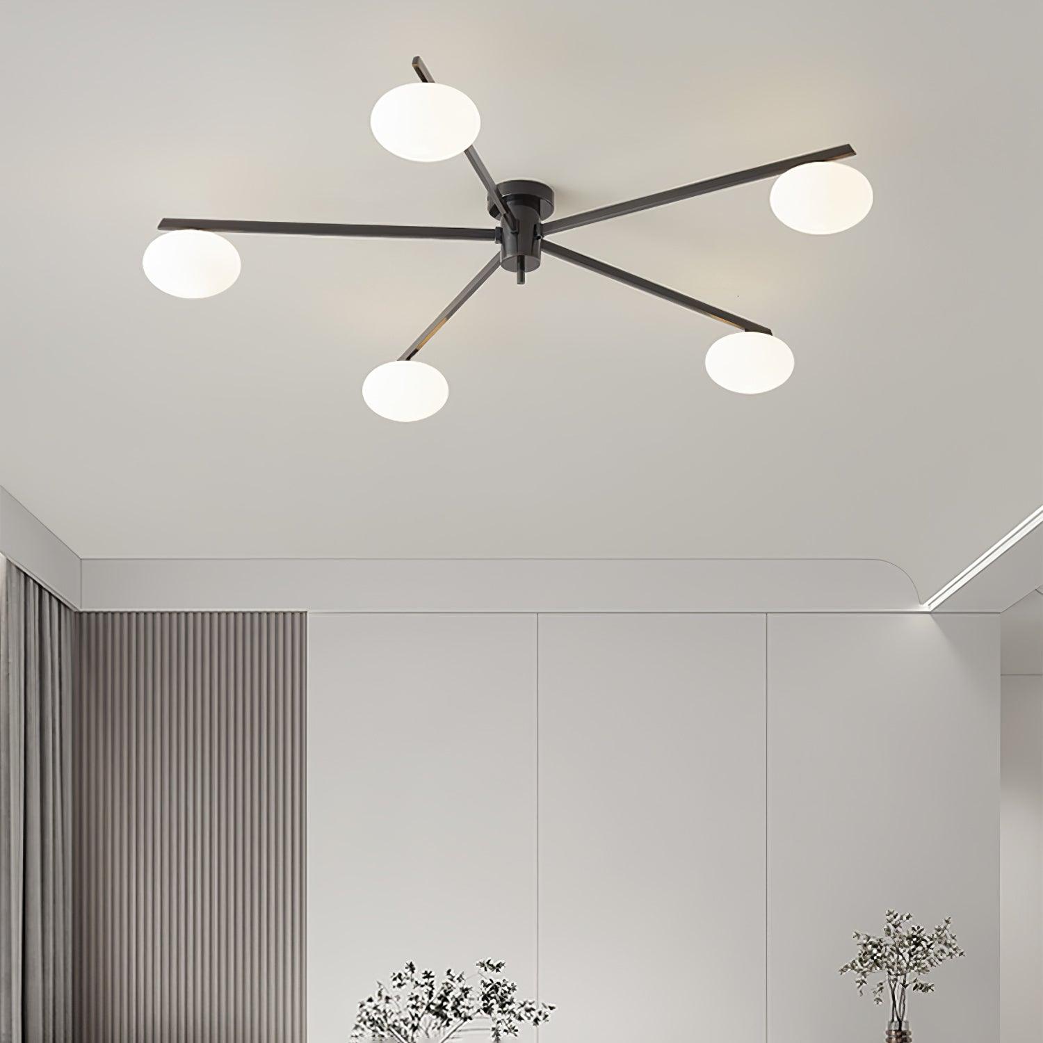 Moderne Plafondlamp met Witte Glazen Bol – Slank Ontwerp voor Slaapkamer en Woonkamer 2