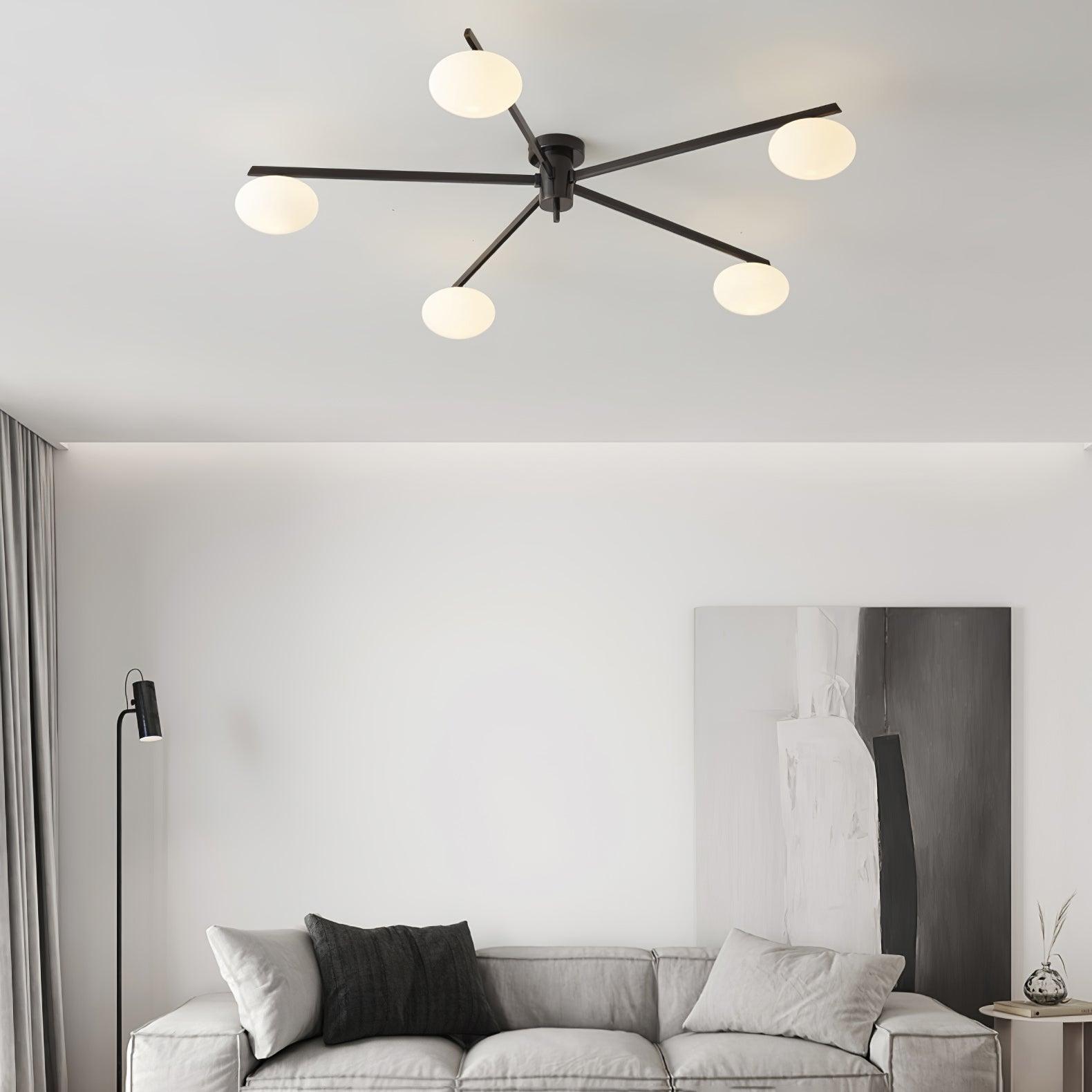 Moderne Plafondlamp met Witte Glazen Bol – Slank Ontwerp voor Slaapkamer en Woonkamer 3