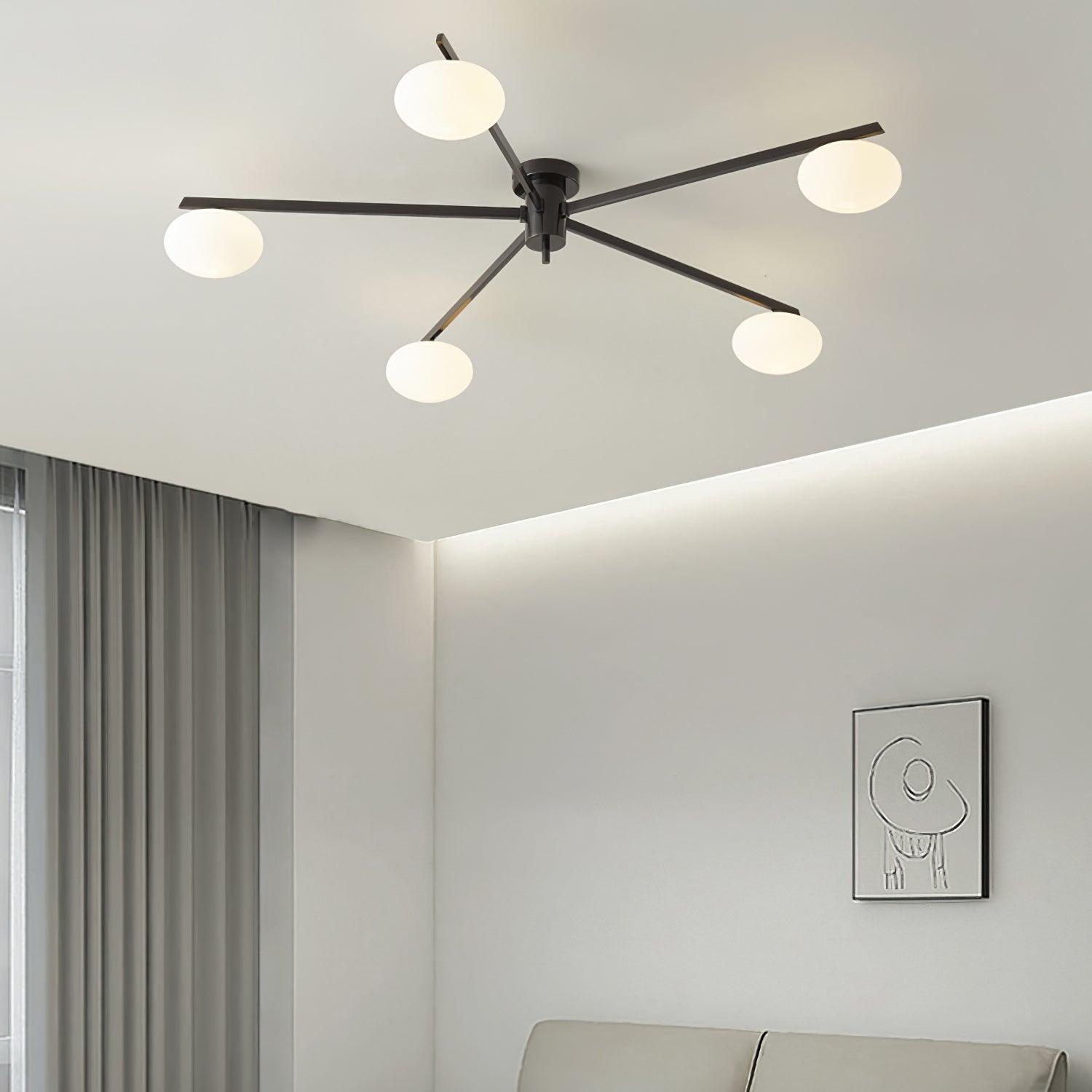 Moderne Plafondlamp met Witte Glazen Bol – Slank Ontwerp voor Slaapkamer en Woonkamer 4