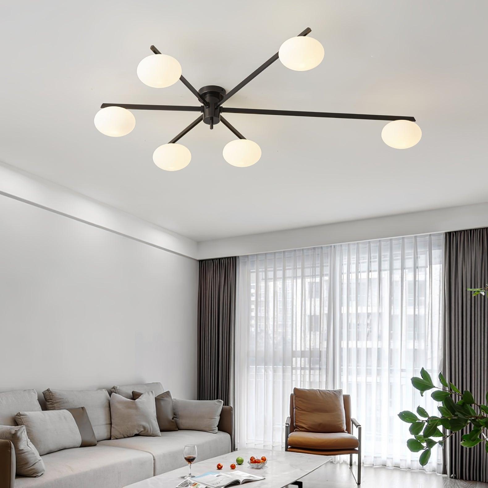 Moderne Plafondlamp met Witte Glazen Bol – Slank Ontwerp voor Slaapkamer en Woonkamer 6