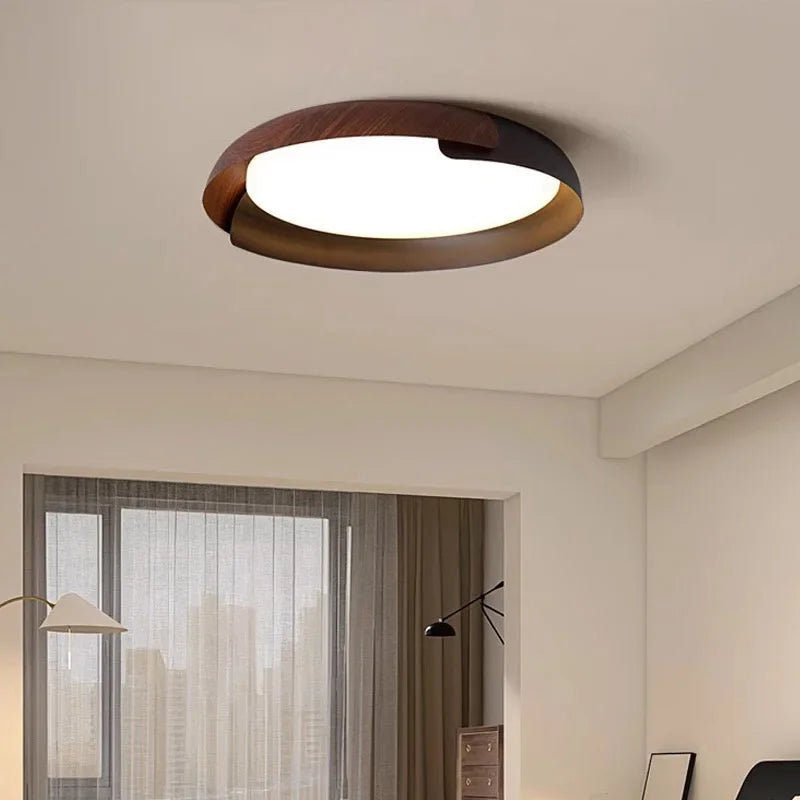 Noordse Minimalistische Houten Plafondlamp – LED Plafonniere voor Slaapkamer en Woonkamer 3