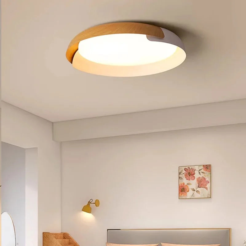 Noordse Minimalistische Houten Plafondlamp – LED Plafonniere voor Slaapkamer en Woonkamer 4