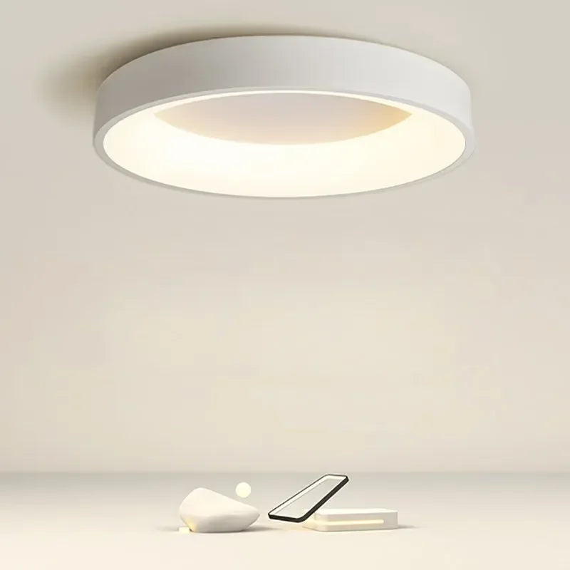 Noordse Ronde LED Plafondlamp - Minimalistisch Zwart Plafonnière voor Slaapkamer en Woonkamer 1