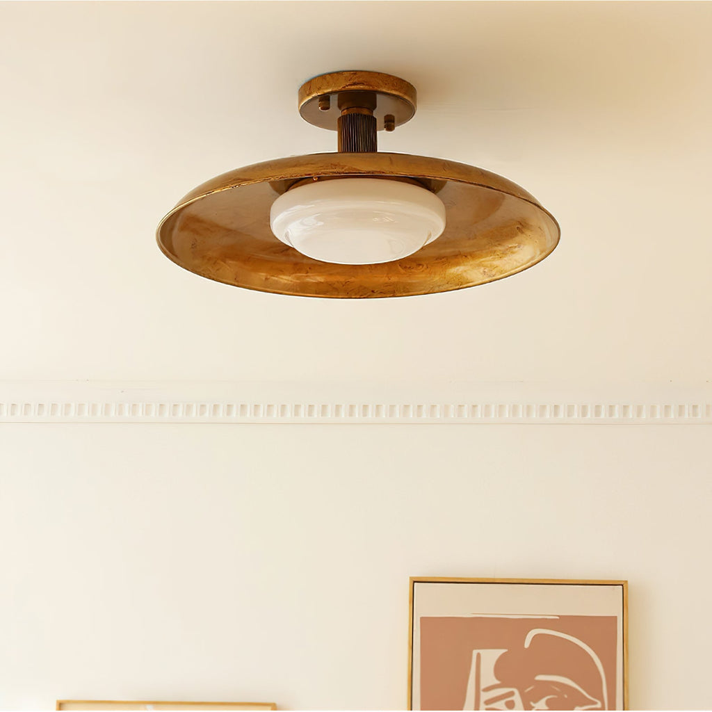 Oscar Plafondlamp van Handgeblazen Glas in Antiek Goud - LED Plafondlamp voor Slaapkamer en Woonkamer 5