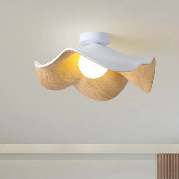 Plafondlamp met Houten Lotus Design en Sculpturale Vorm voor Slaapkamer en Woonkamer 0
