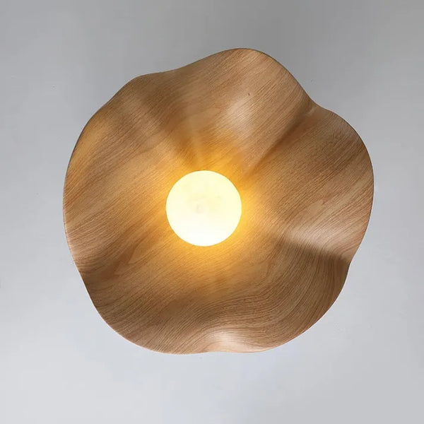 Plafondlamp met Houten Lotus Design en Sculpturale Vorm voor Slaapkamer en Woonkamer 2