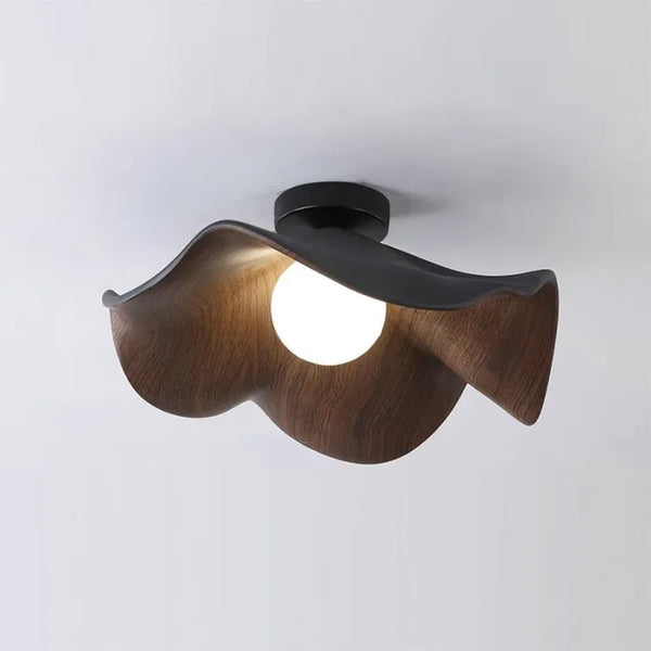 Plafondlamp met Houten Lotus Design en Sculpturale Vorm voor Slaapkamer en Woonkamer 4