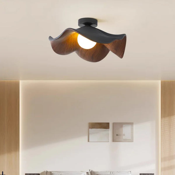 Plafondlamp met Houten Lotus Design en Sculpturale Vorm voor Slaapkamer en Woonkamer 9