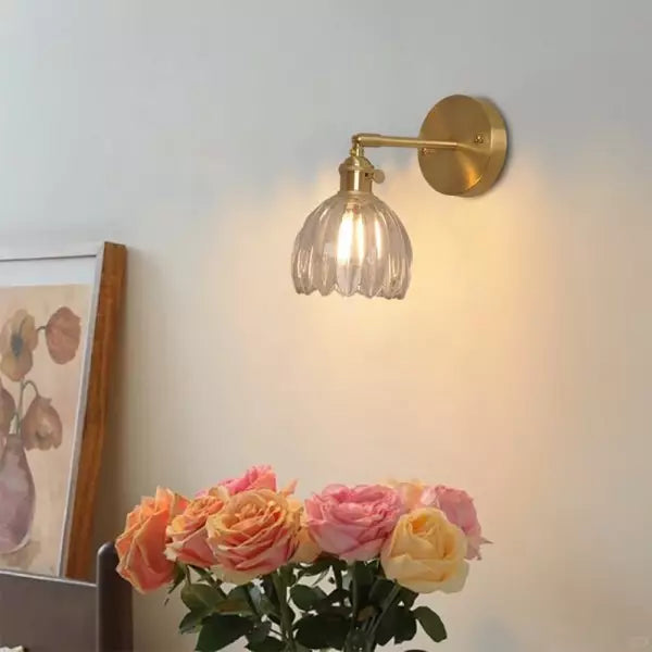 Retro Glazen Wandlamp in Tulpvorm – Vintage Muurlamp voor Binnen met Warm Wit Licht 1