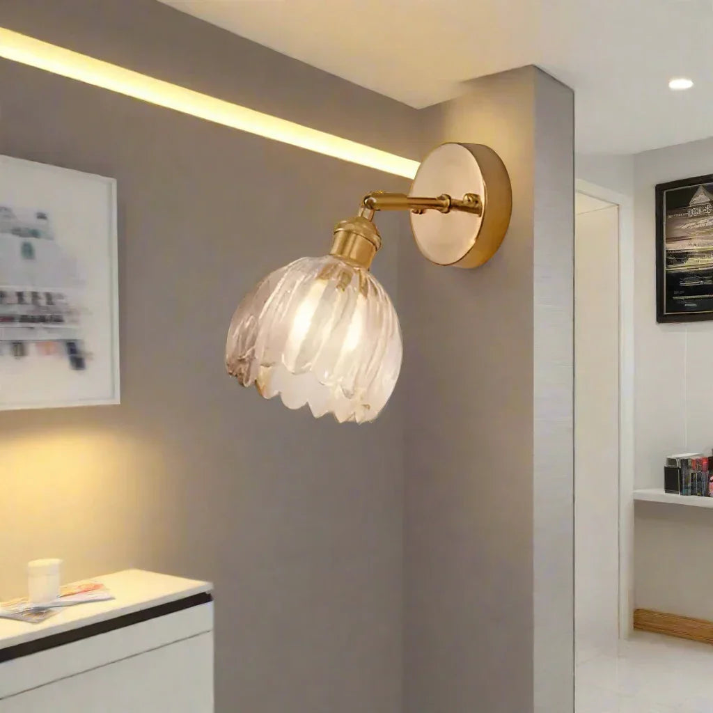 Retro Glazen Wandlamp in Tulpvorm – Vintage Muurlamp voor Binnen met Warm Wit Licht 2