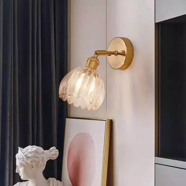 Retro Glazen Wandlamp in Tulpvorm – Vintage Muurlamp voor Binnen met Warm Wit Licht 3