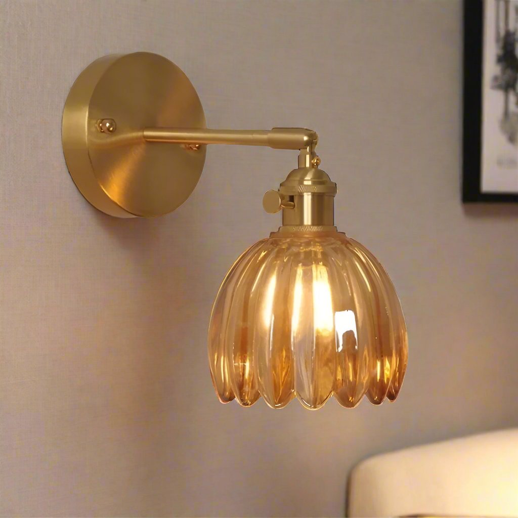 Retro Glazen Wandlamp in Tulpvorm – Vintage Muurlamp voor Binnen met Warm Wit Licht 7