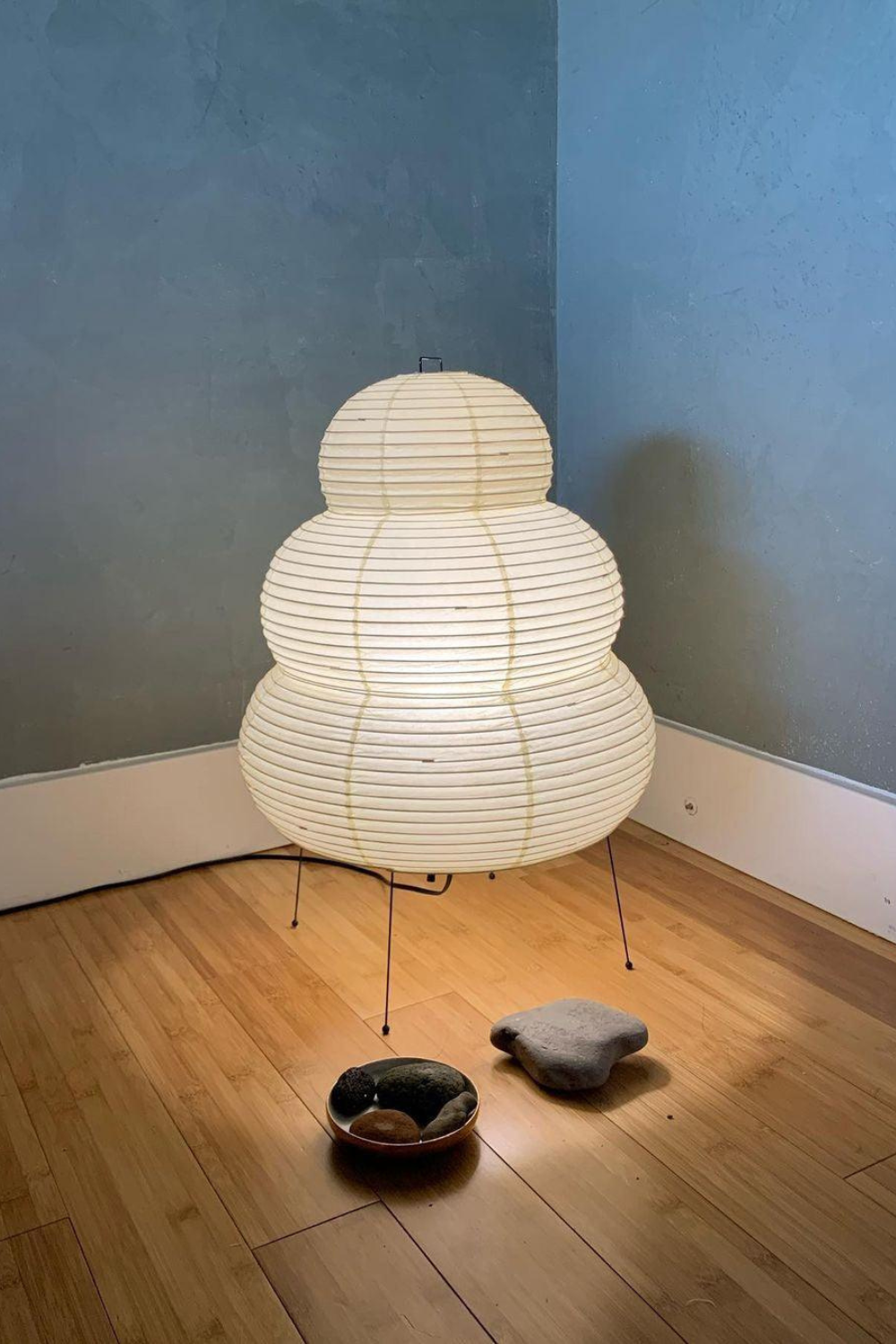 Tafellamp van Washi Papier met Bamboe en Staal – Japanse Esthetiek, 58 cm Hoog 7