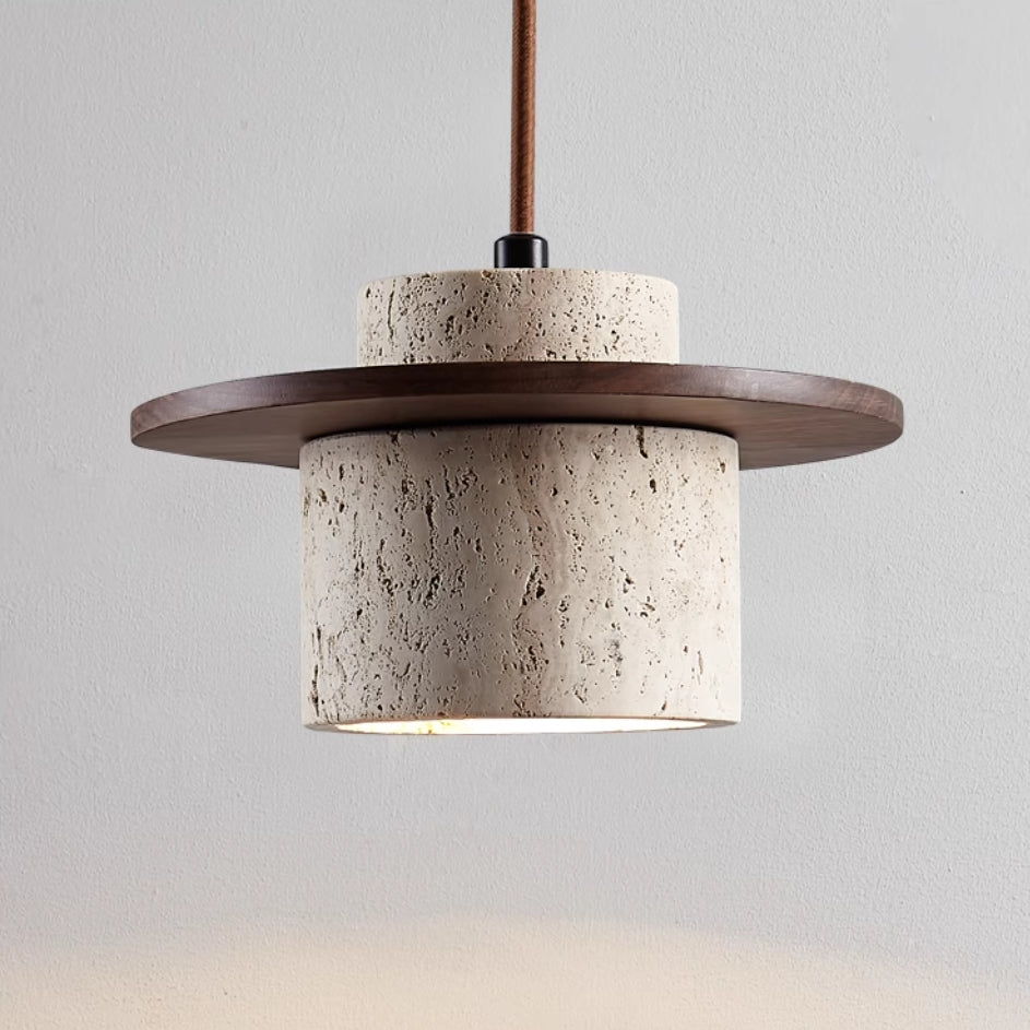 Travertijn Hanglamp voor Eettafel en Slaapkamer - Retro en Industrieel Ontwerp in Gele Grotsteen 3