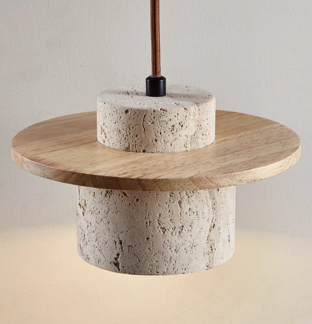 Travertijn Hanglamp voor Eettafel en Slaapkamer - Retro en Industrieel Ontwerp in Gele Grotsteen 4
