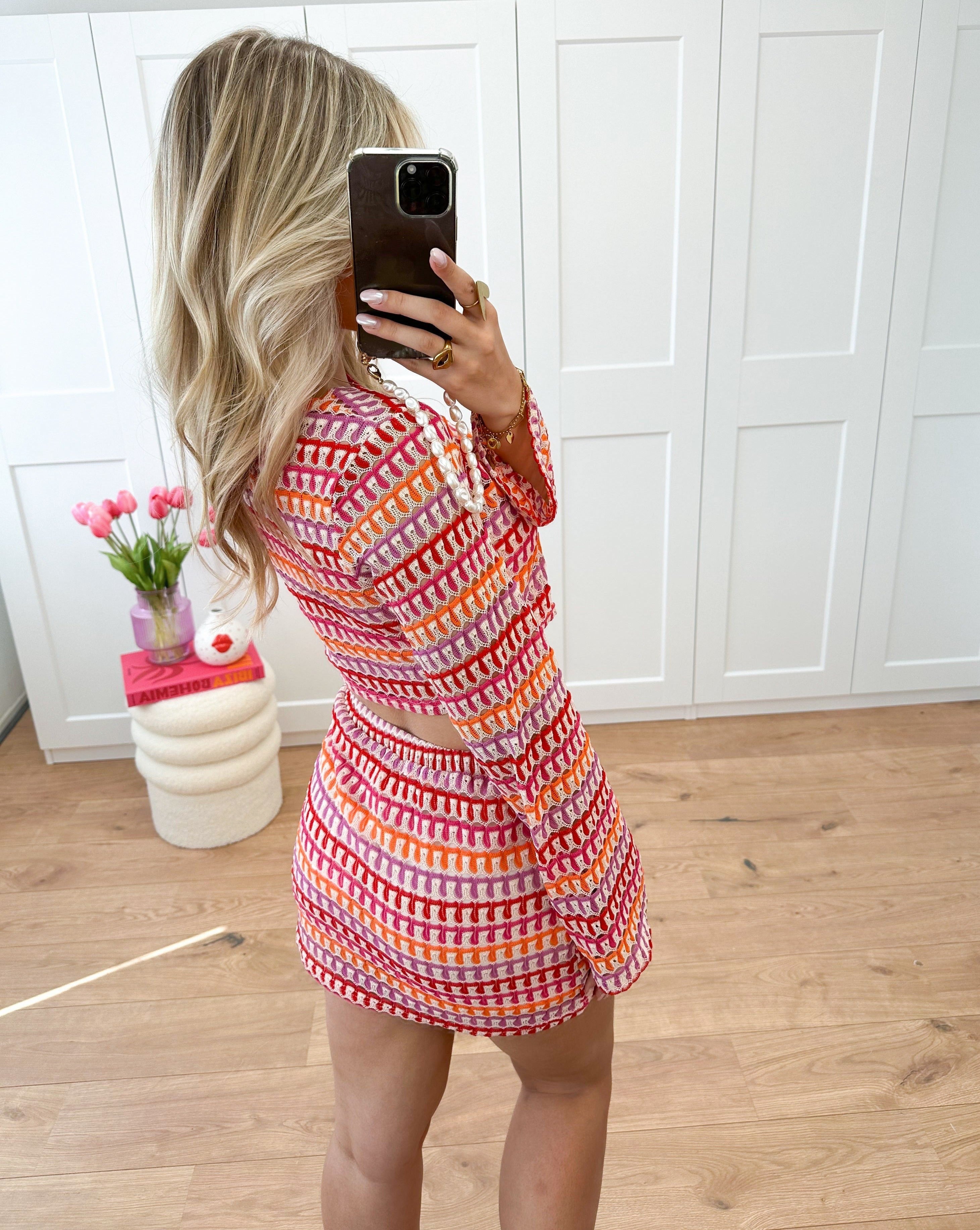 Tweedelige Set Dames met Crop Top en Hoge Taille Minirok Auralie