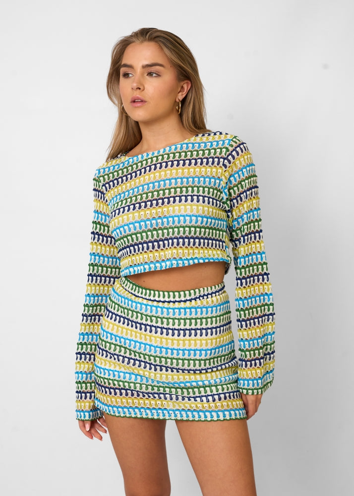 Tweedelige Set Dames met Crop Top en Hoge Taille Minirok Auralie