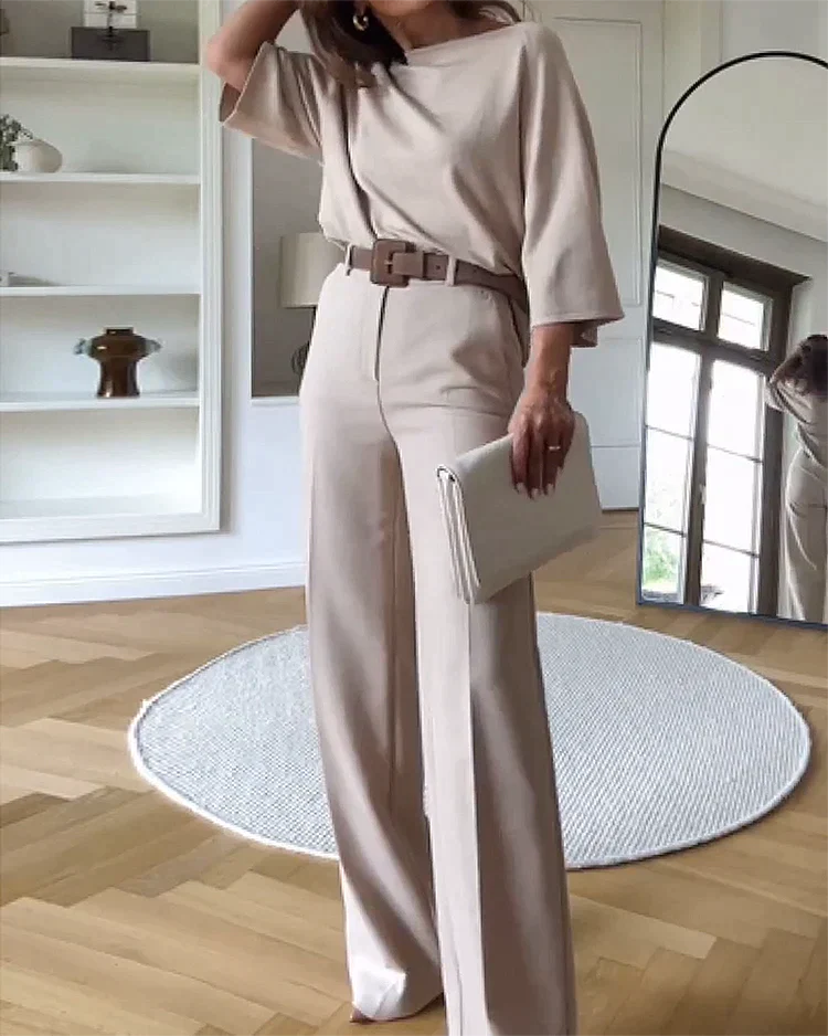 Dames Tweedelige Set met Losse Top en Hoge Broek Auralie
