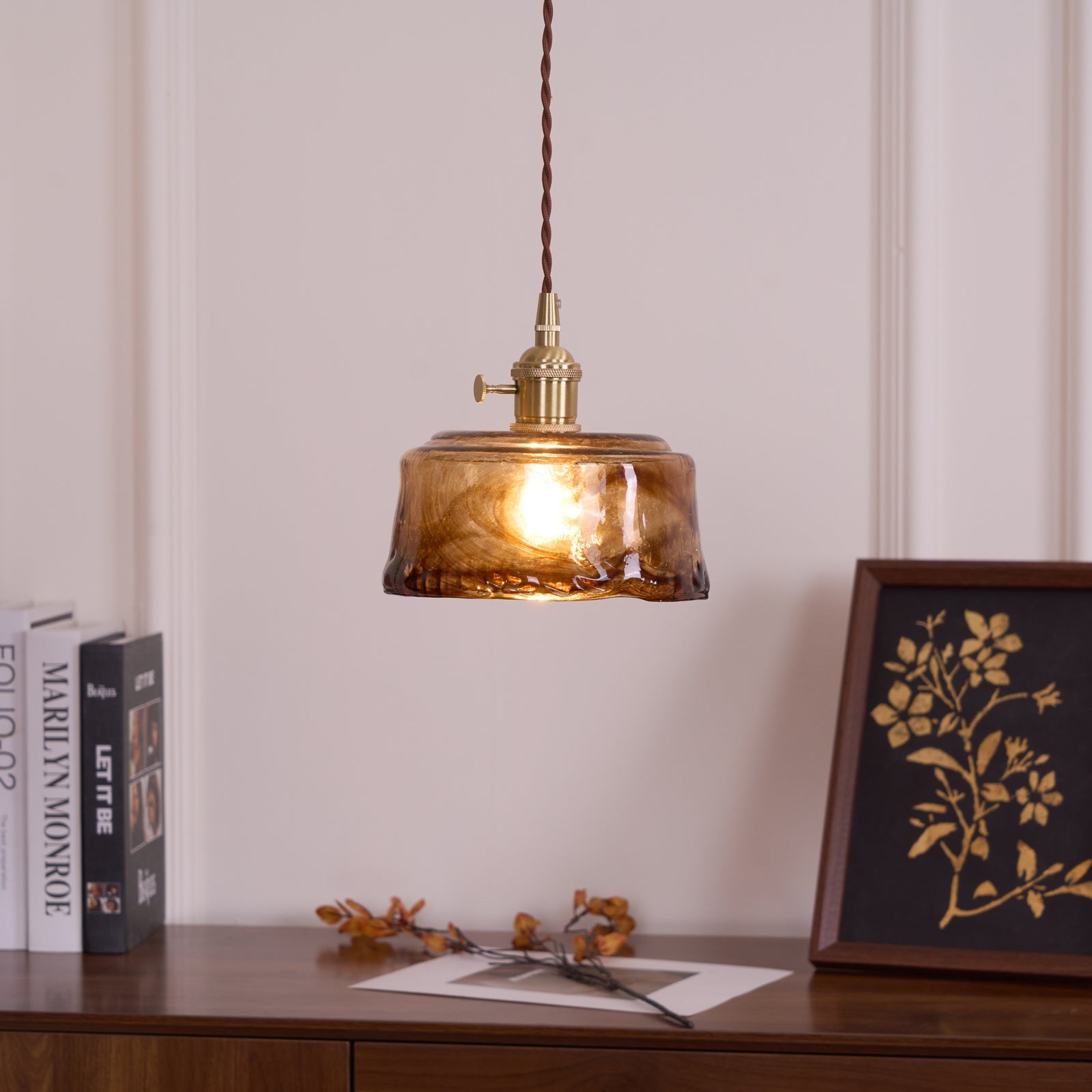 Vintage Hanglamp van Messing en Glas voor Woonkamer, Eetkamer of Slaapkamer – Stijlvolle Binnenverlichting 3