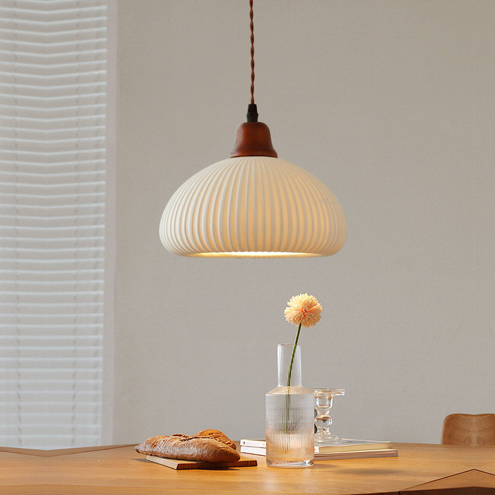 Vintage Keramische Hanglamp in Wit voor Eetkamer en Woonkamer met Uniek Ontwerp 1