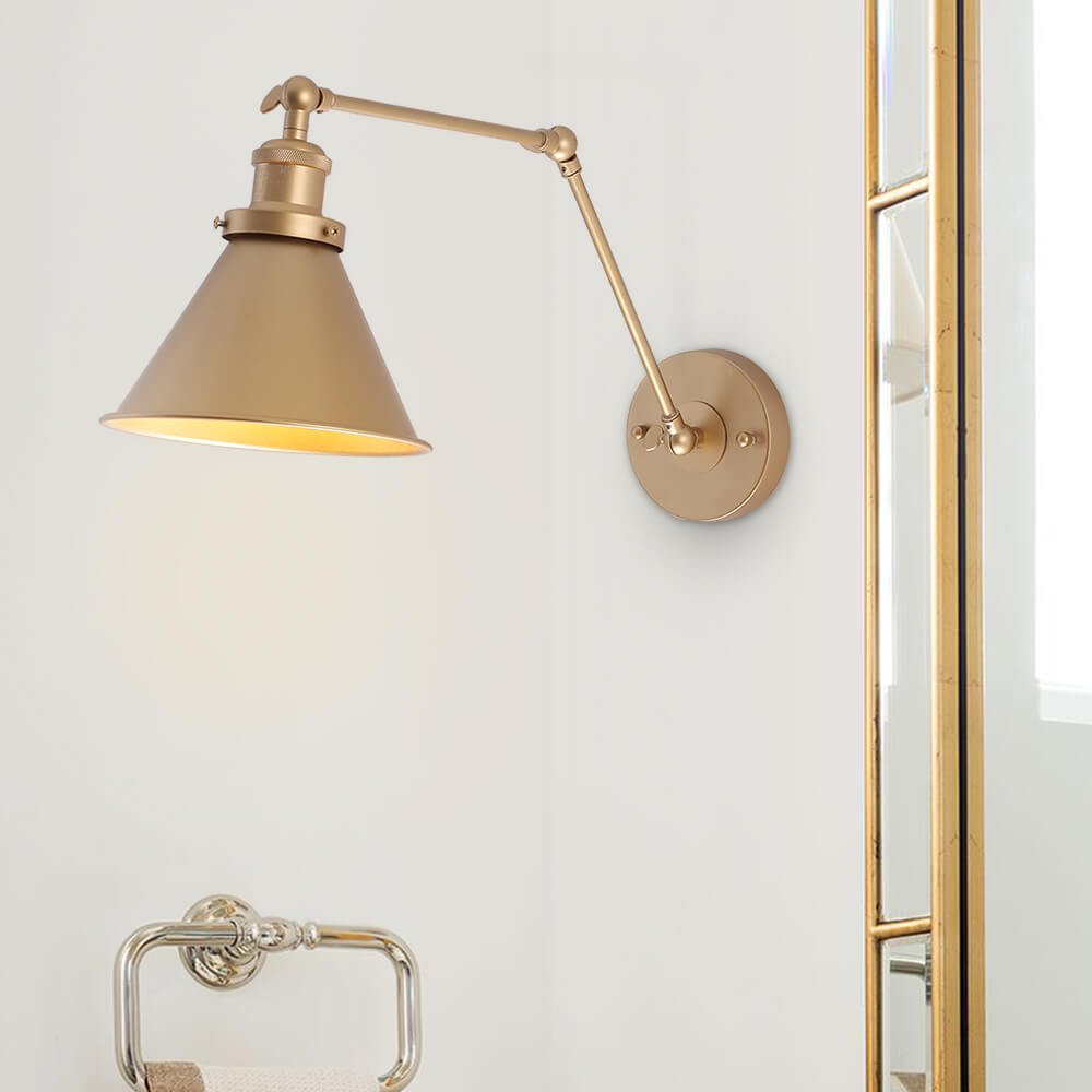 Vintage Wandlamp Goud met Dimbare Functie en Verstelbare Arm voor Binnengebruik 0