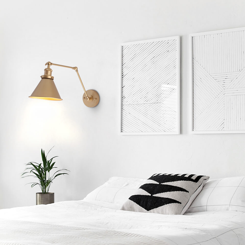 Vintage Wandlamp Goud met Dimbare Functie en Verstelbare Arm voor Binnengebruik 5