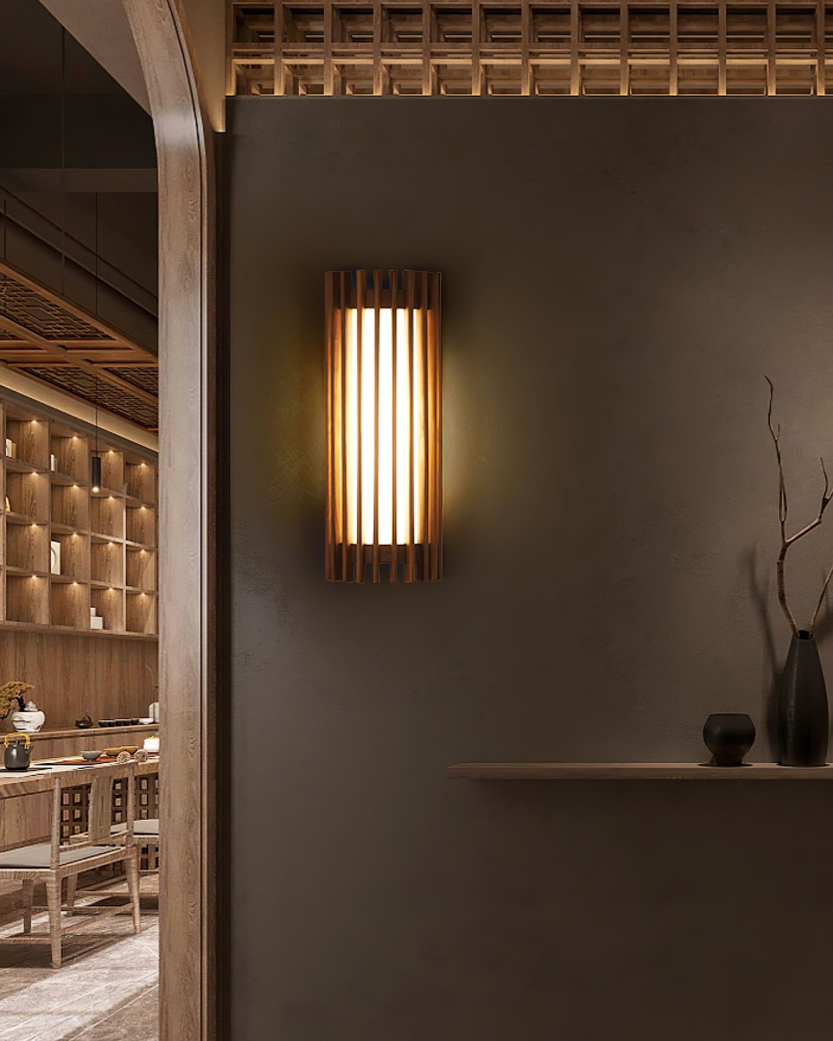 Walnoot Wandlamp met Geïntegreerde LED en Warm Witte Verlichting voor Binnen - Elegante Muurlamp 4