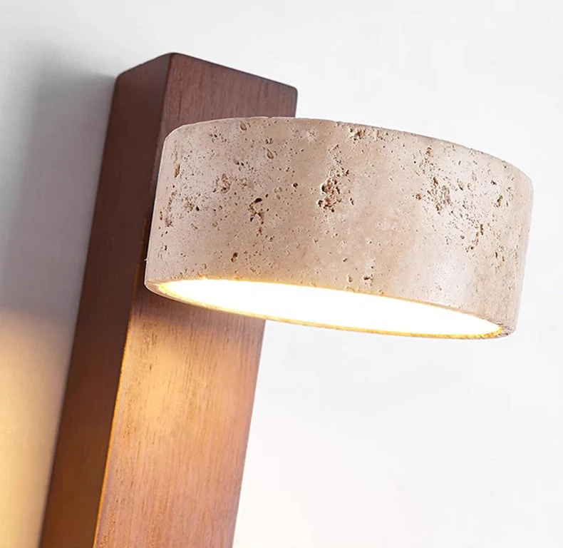 Wandlamp van Cement met Houten Accenten en Minimalistisch Ontwerp voor Binnengebruik 3