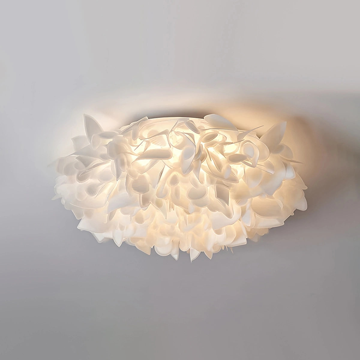 Witte Bloemvormige Plafondlamp – LED Plafonniere voor Slaapkamer en Gang, 30 cm Diameter 0