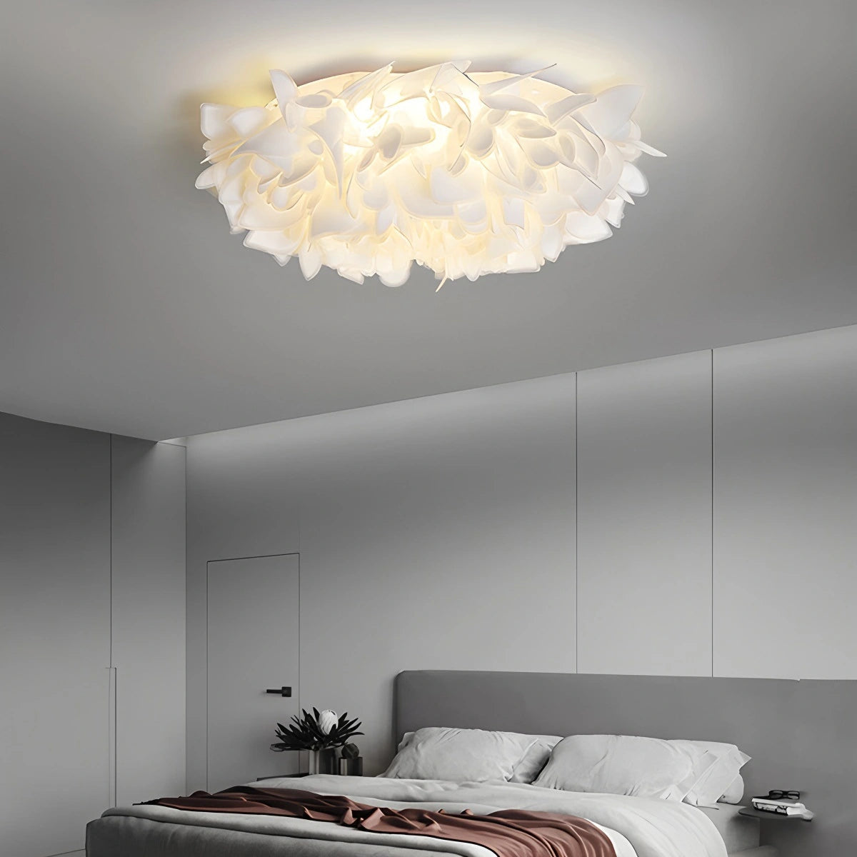 Witte Bloemvormige Plafondlamp – LED Plafonniere voor Slaapkamer en Gang, 30 cm Diameter 5