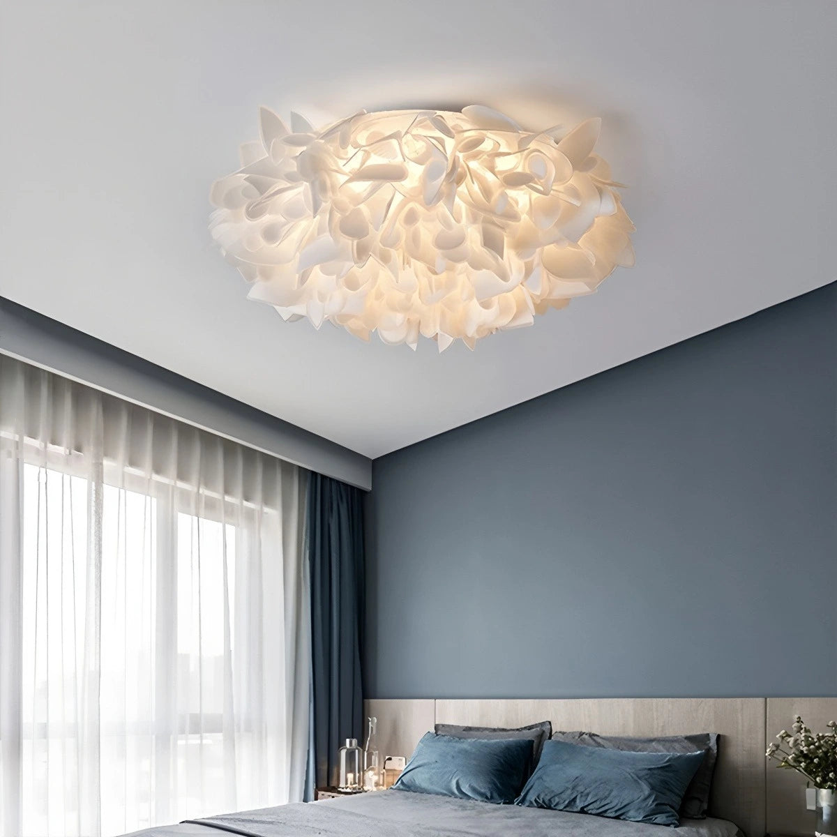 Witte Bloemvormige Plafondlamp – LED Plafonniere voor Slaapkamer en Gang, 30 cm Diameter 7