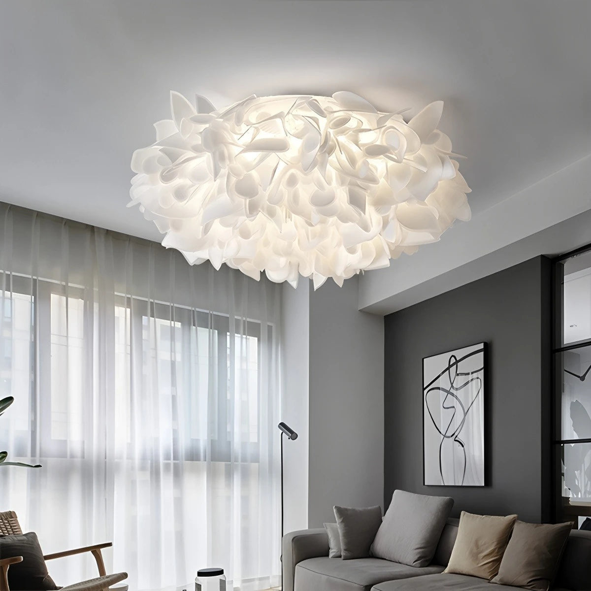 Witte Bloemvormige Plafondlamp – LED Plafonniere voor Slaapkamer en Gang, 30 cm Diameter 8