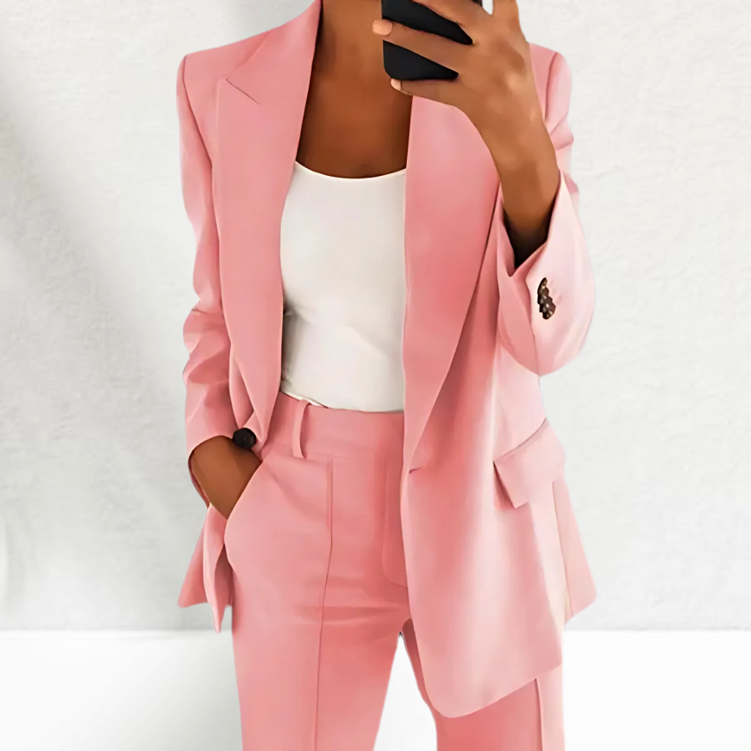Dames Casual Chic Tweedelig Pak Roze Auralie