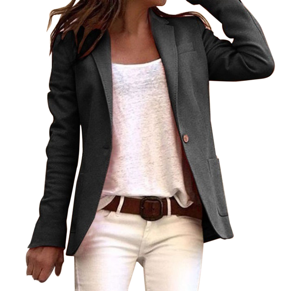 Zwarte Blazer Dames met Lange Mouwen en Elegante Knopen 2