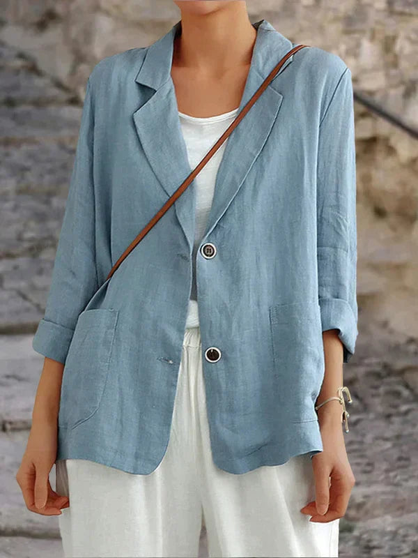 Zwarte Blazer Dames met Revers en Lichte Pasvorm 0