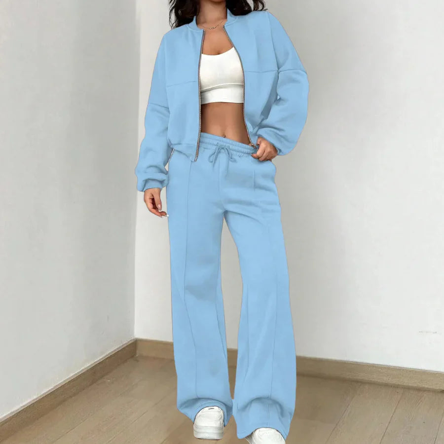 Dames Tweedelige Set met Blazer en Aansluitende Broek Blauw Auralie